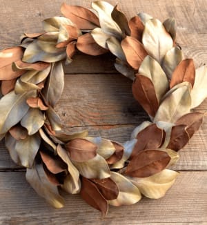 Dried Look Magnolia Leaf Wreath Flower Bouquet