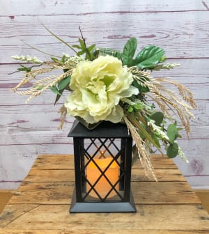 White and Wheat Silk (Artificial) Lantern Flower Bouquet