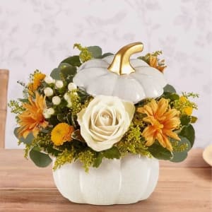 Plentiful White Pumpkin Flower Bouquet