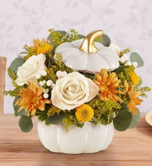 Plentiful White Pumpkin™ Flower Bouquet