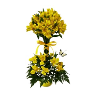 Yellow Sunburst Topiary IF-5014 Flower Bouquet