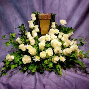 White Rose Cremation Tribute Flower Bouquet