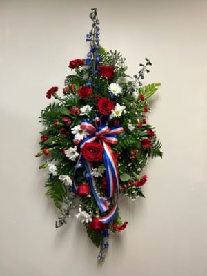 Red, White and Blue Standing Spray Flower Bouquet