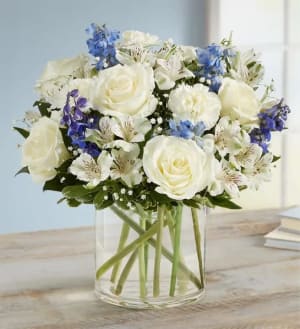 Loving Sentiments Blue & White Flower Bouquet