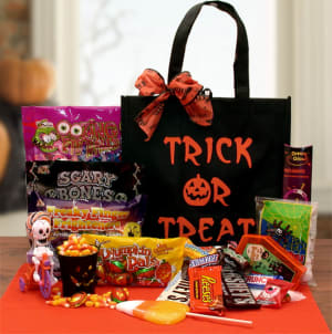 Trick Or Treat Halloween Gift Tote Flower Bouquet