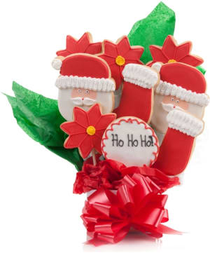 HoHoHo Jolly Santa Cookie Bouquet 9 Pc Flower Bouquet