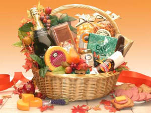 Thanksgiving Gourmet Gift Basket Flower Bouquet