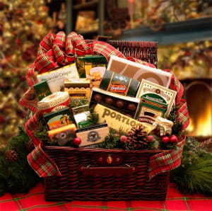 Home & Hearth Fireside Holiday Hamper Flower Bouquet