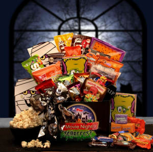 Halloween Scarefest Movie Gift Box w/ 5.00 Redbox Card Flower Bouquet