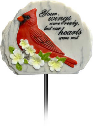 Cardinal Memorial Garden Stake Flower Bouquet