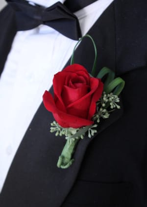 Red Rose Boutonniere Flower Bouquet