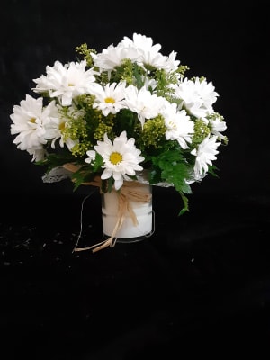 Candles and Daisies Flower Bouquet