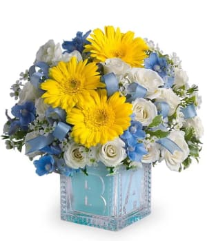 Baby Boy Block Flower Bouquet