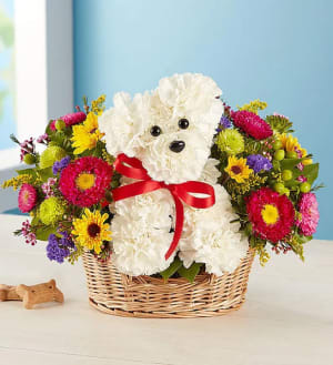 a-DOG-able® in a Basket Flower Bouquet