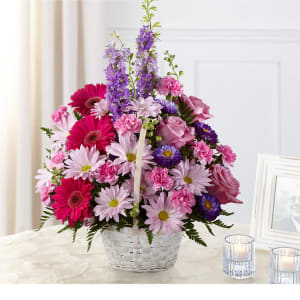 Pastel Peace Basket Flower Bouquet