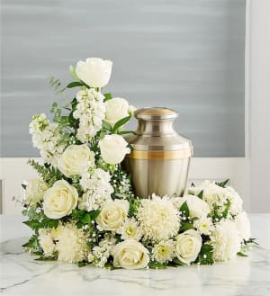 Cremation Wreath- All White Flower Bouquet