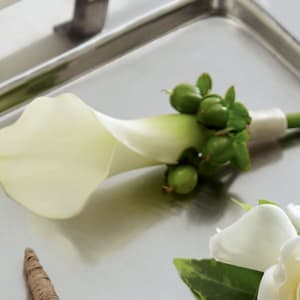 White Calla Boutonniere Flower Bouquet