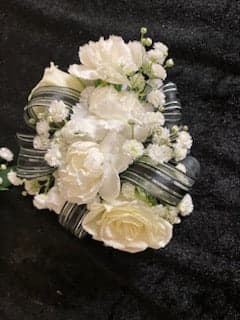 White and Black Corsage Flower Bouquet