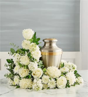 Cremation Wreath- All White Flower Bouquet