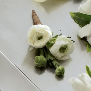 White Ranunculus Boutonniere Flower Bouquet