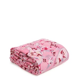 Plush Throw Blanket - Botanical Paisley Pink Flower Bouquet