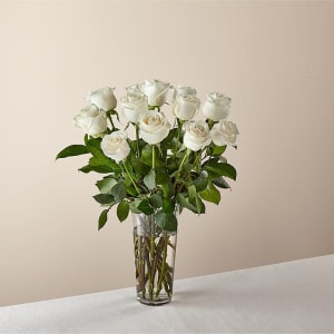 LONG STEM WHITE ROSE Flower Bouquet