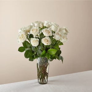 LONG STEM WHITE ROSE Flower Bouquet