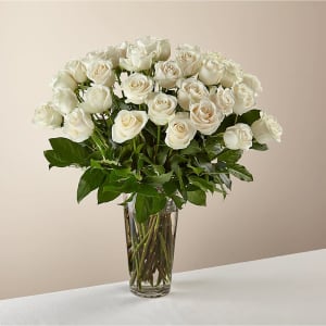 LONG STEM WHITE ROSE Flower Bouquet