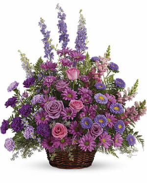 Gracious Lavender Basket Flower Bouquet