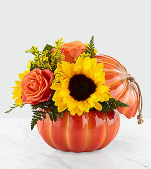 The FTD Harvest Tradition Pumpkin Flower Bouquet