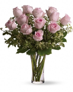 A Dozen Pink Roses Flower Bouquet