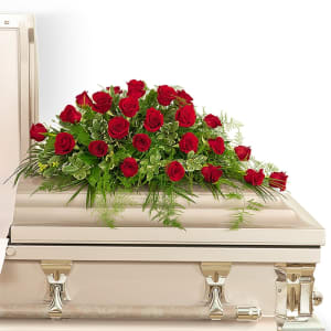 24 Red Roses Casket Spray Flower Bouquet