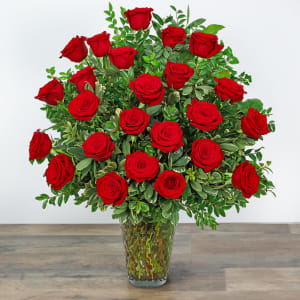 Two Dozen Elegant Red Roses Flower Bouquet