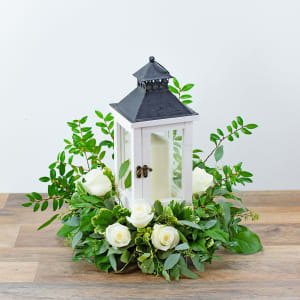 Signature White Rose Lantern Flower Bouquet