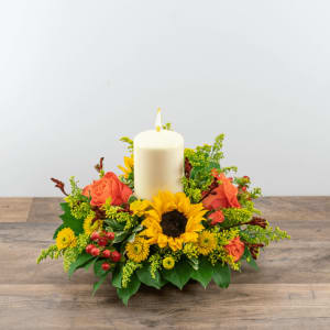 Seasonal Saffron Centerpiece Flower Bouquet