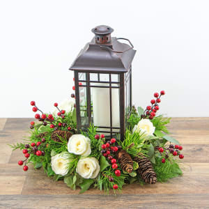 Hollyberry Rose Lantern Flower Bouquet