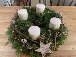 Handmade White Advent Wreath