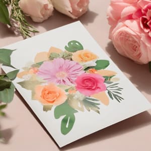 Hand Written Greeting Card Flower Bouquet