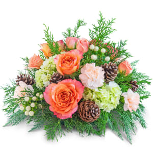 Frosted Peach Centerpiece Flower Bouquet