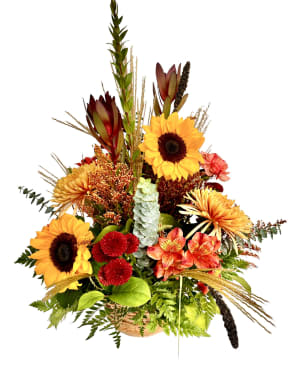 Golden Harvest Basket Flower Bouquet