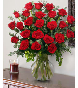 24  LUX Radiant Red Roses Flower Bouquet