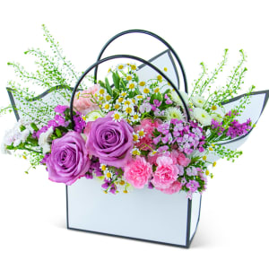 Soft and Romantic Blooming Tote Flower Bouquet