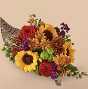 Friendsgiving Cornucopia Flower Bouquet