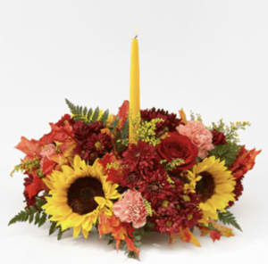 Giving Thanks Candle Centerpiece Flower Bouquet