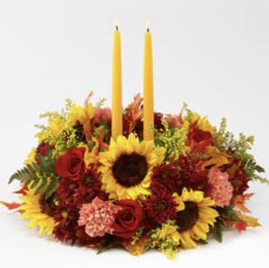 Giving Thanks Candle Centerpiece Flower Bouquet