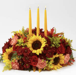 Giving Thanks Candle Centerpiece Flower Bouquet