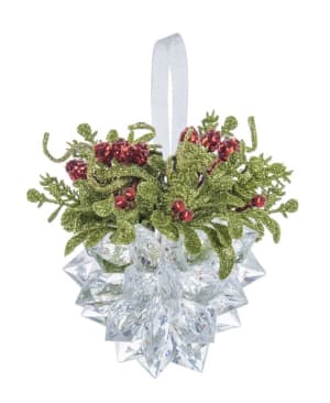 Ganz Kissing Krystal Illuminated Ornament in Classic Red Flower Bouquet