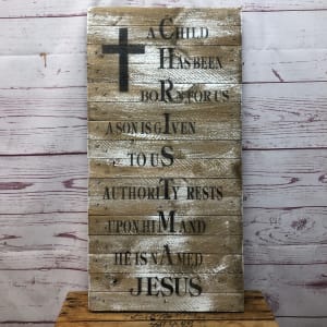 Christmas Jesus Wooden Sign Flower Bouquet