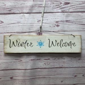 Horizontal Wooden Christmas Signs Flower Bouquet