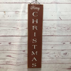 Merry Christmas Vertical Sign Flower Bouquet